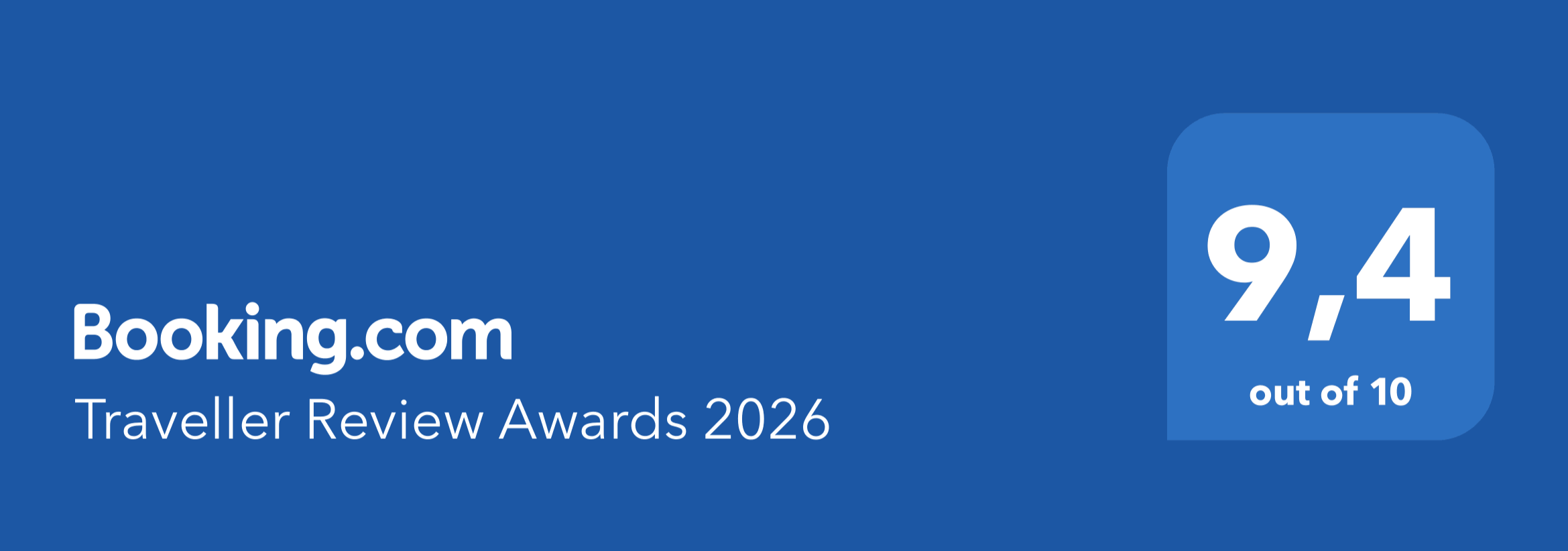 Booking.com Traveller Review Awards 2026 - 9.4 out of 10